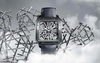 Die Cartier Santos Skeleton ADLC Noctambule leuchtet im Dunkeln.