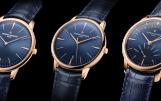 Die Patrimony-Kollektion von Vacheron Constantin mit blauem Zifferblatt.