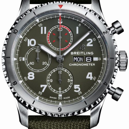 Das Herzstück der Aviator 8 Chronograph 43 Curtiss Warhawk ist mit dem Breitling-Kaliber 13, ein mechanisches Uhrwerk mit einer Gangreserve von circa 42 Stunden. Das Herzstück der Aviator 8 Chronograph 43 Curtiss Warhawk ist mit dem Breitling-Kaliber 13, ein mechanisches Uhrwerk mit einer Gangreserve von circa 42 Stunden.
