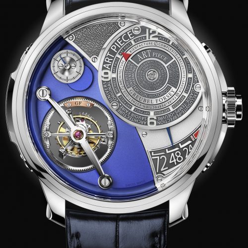 Die Art Piece Edition Historique von Greubel Forsey zeigt Stunden und Sekunden. Die Art Piece Edition Historique von Greubel Forsey zeigt Stunden und Sekunden.