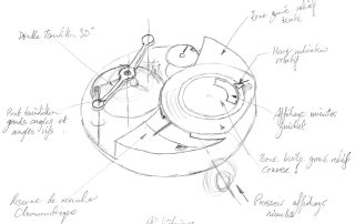 Der Entwurf der Art Piece Edition Historique mit Kugelschreiber von Stephen Forsey.