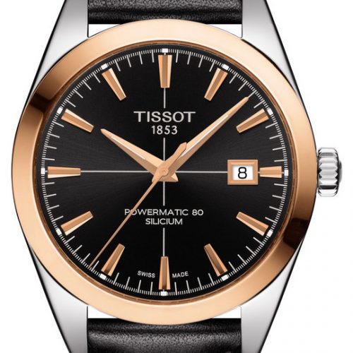 Die Gentleman Automatik von Tissot mit schwarzem  Zifferblatt und Kalbslederband. Die Gentleman Automatik von Tissot mit schwarzem Zifferblatt und Kalbslederband.