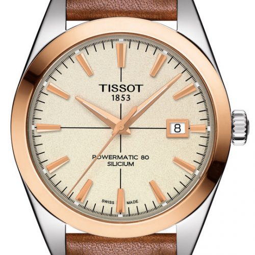 Tissot_Gentleman Automatic_T927_407_46_261_00_Euro1240 Die Gentleman Automatik von Tissot mit creme-opalinem Zifferblatt und Kalbslederband.