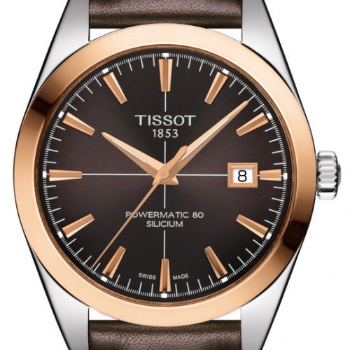 Die Gentleman Automatik von Tissot mit schokoladebraunem Zifferblatt und Kalbslederband. Die Gentleman Automatik von Tissot mit schokoladebraunem Zifferblatt und Kalbslederband.