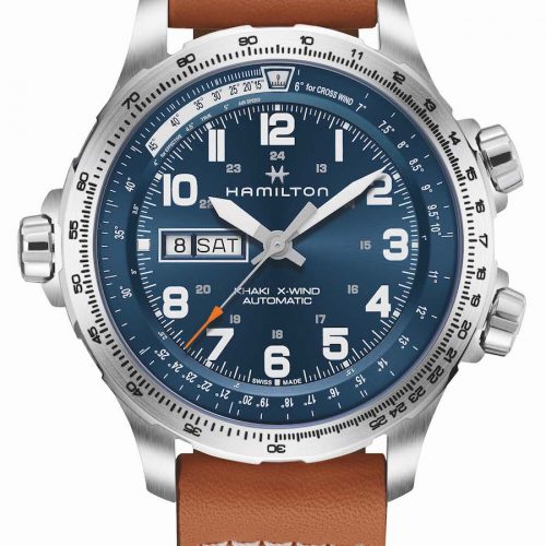 Die Khaki X-Wind Day Date von Hamilton mit Lederarmband. Die Khaki X-Wind Day Date von Hamilton mit Lederarmband.