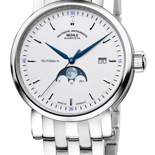 Die Teutonia IV Mondphase von Mühle-Glashütte mit Stahlarmband. Die Teutonia IV Mondphase von Mühle-Glashütte mit Stahlarmband.
