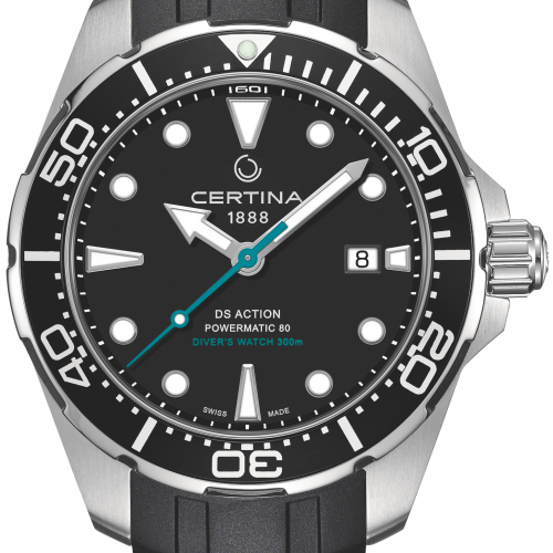 Die DS Action Diver von Certina besitzt einen Kronenschutz und eine einseitig drehbare Lünette. Die DS Action Diver von Certina besitzt einen Kronenschutz und eine einseitig drehbare Lünette.
