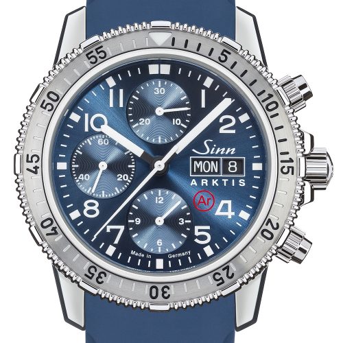 Die Arktis II von Sinn Spezialuhren mit blauem Silikonband. Die Arktis II von Sinn Spezialuhren mit blauem Silikonband