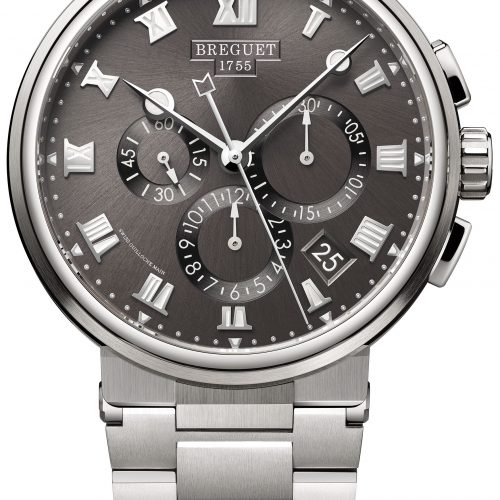 Der Marine Chronograph 5527 von Breguet mit Titangehäuse und -band. Der Marine Chronograph 5527 von Breguet mit Titangehäuse und -band.
