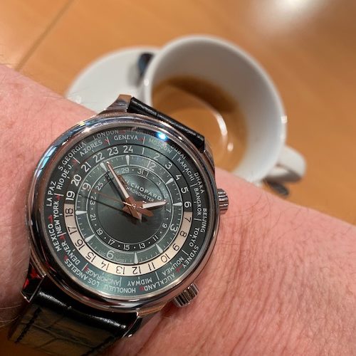 Die Weltzeituhr von L.U.C bei der Kollektionsansicht in der Chopard-Manufaktur. Die Weltzeituhr von L.U.C bei der Kollektionsansicht in der Chopard-Manufaktur.