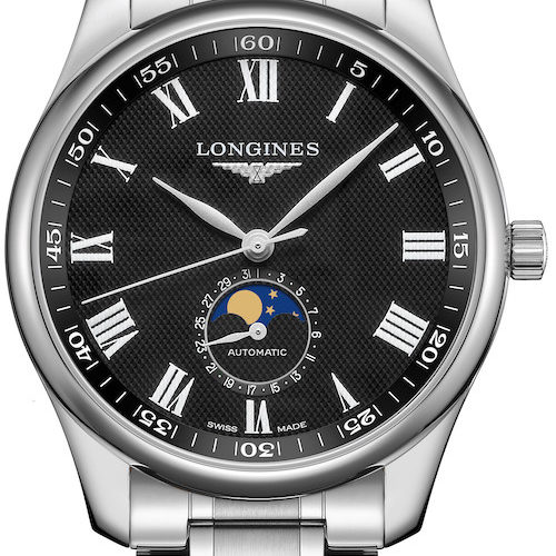 Die Master Collection Mondphase in 40 Millimeter Größe mit schwarzem Blatt und römischen Ziffern kostet 2.100 Euro. Die Master Collection Mondphase in 40 Millimeter Größe mit schwarzem Blatt und römischen Ziffern kostet 2.100 Euro.