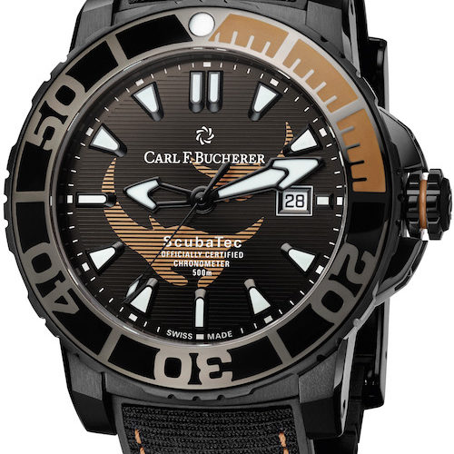 Die bronzefarbenen Elemente der Patravi Scubatec Black Manta Special Edition erinnern an historische Taucherhelme. Die bronzefarbenen Elemente der Patravi Scubatec Black Manta Special Edition erinnern an historische Taucherhelme.