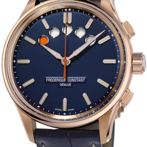 Der Regatta Yacht Timer von Frédérique Constant mit Roségoldbeschichtung. und blauem Zifferblatt. 3.595 Euro Der Regatta Yacht Timer von Frédérique Constant mit Roségoldbeschichtung. und blauem Zifferblatt. 3.595 Euro