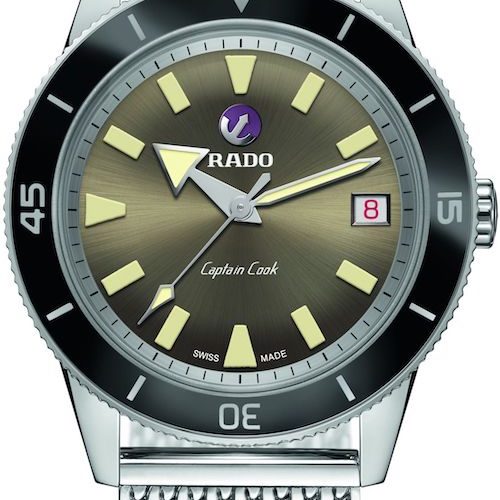 Die Rado Captain Cook im 39-Millimeter-Edelstahlgehäuse mit Milanaiseband. Die Rado Captain Cook im 39-Millimeter-Edelstahlgehäuse mit Milanaiseband.
