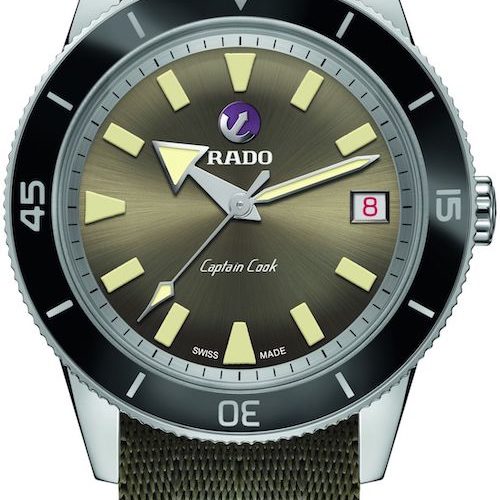 Die Rado Captain Cook im 39-Millimeter-Edelstahlgehäuse mit NATO-Strap. Die Rado Captain Cook im 39-Millimeter-Edelstahlgehäuse mit NATO-Strap.