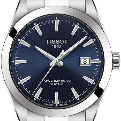 Die Tissot Gentleman Powermatic mit blauem Zifferblatt und Edelstahlband. Die Tissot Gentleman Powermatic mit blauem Zifferblatt und Edelstahlband.
