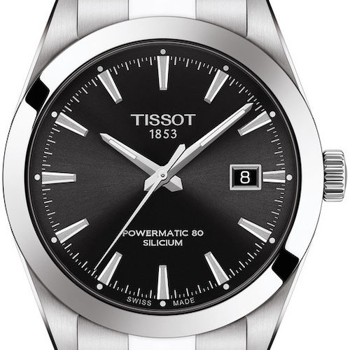 Die Tissot Gentleman Powermatic mit schwarzem Zifferblatt und Edelstahlband. Die Tissot Gentleman Powermatic mit schwarzem Zifferblatt und Edelstahlband.