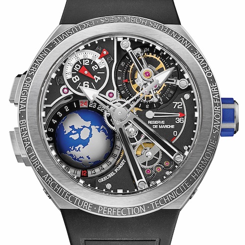 Die Gangreserve des Handaufzugkalibers von 72 Stunden wird bei drei Uhr angezeigt Die Gangreserve des Handaufzugkalibers von 72 Stunden wird bei drei Uhr angezeigt