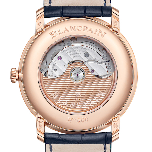 Das Blancpain Automatikkaliber 6654 durch den Sichtboden. Das Blancpain Automatikkaliber 6654 durch den Sichtboden.
