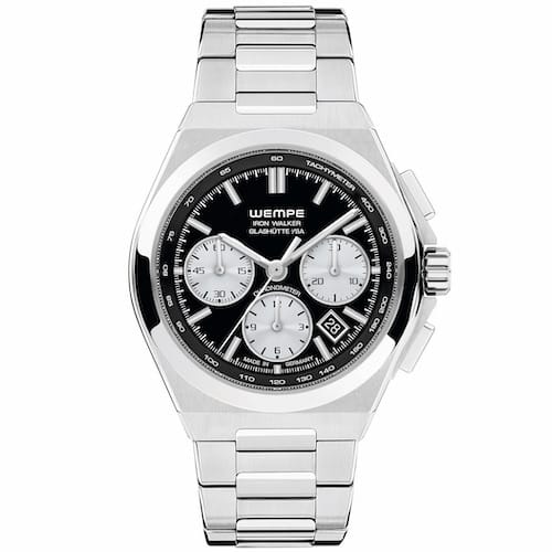 Die Chronographenvariante der Wempe Iron Walker mit »Reverse Panda«-Zifferblatt. Die Chronographenvariante der Wempe Iron Walker mit »Reverse Panda«-Zifferblatt.