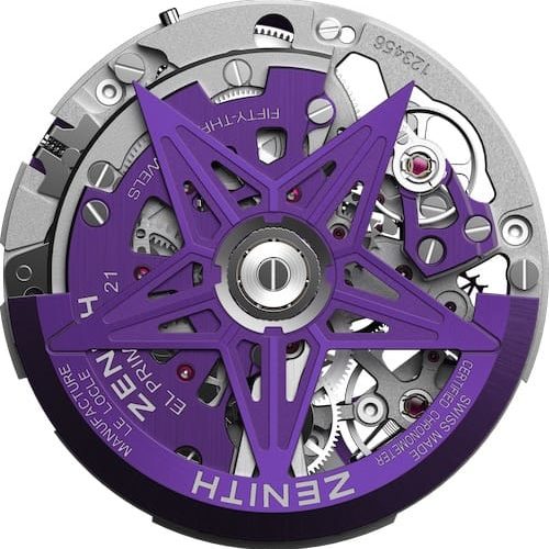 Das automatische Kaliber El Primer 9004 mit ultraviolettem Rotor und Brücken. Das automatische Kaliber El Primer 9004 mit ultraviolettem Rotor und Brücken.