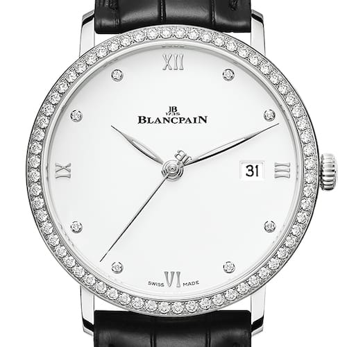 Die Edelstahlversion mit Diamantlünette und Lederband kostet 13.260 Euro. Die Edelstahlversion mit Diamantlünette und Lederband kostet 13.260 Euro.