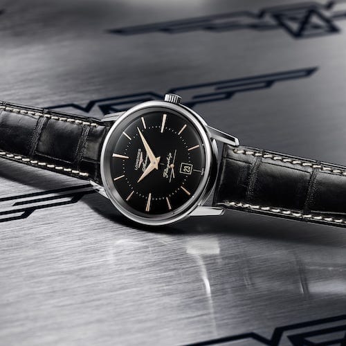 Longines Flagship Heritage Schwarz Zehn vor Zwei