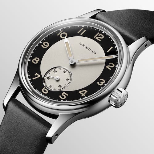 Longines-Heritage-Classics-Tuxedo-L2.330.4.93.0-Profil Stunden- und Minutenzeiger sind mit Leuchtfarbe beschichtet.