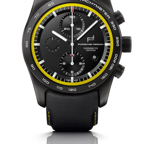 Porsche-Design-Custom-built-Timepieces-911-Carrera-4S-Racingelb-Schwarz Dieser Chronograph passt zu einem 911 Carrera 4S in Racinggelb und Schwarz.