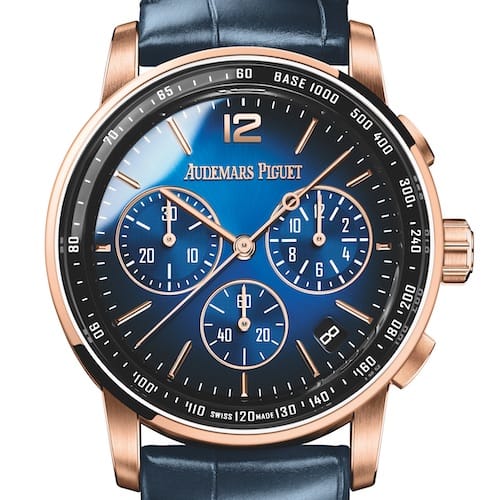 Audemars Piguet Code 59-11 26393OR-OO-A028CR-01-Blau Der Chronograph Code 59.11 von Audemars Piguet in Roségold mit blauem Blatt.
