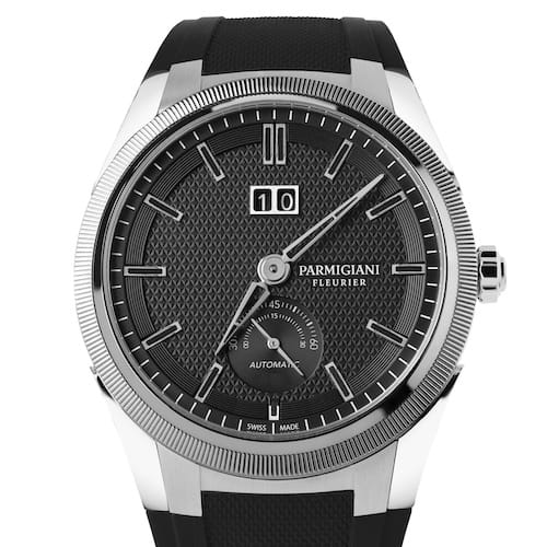 Parmigiani-Tonda-GT-Black-Kautschukband Die Tonda GT im Edelstahlgehäuse mit Kautschukband.