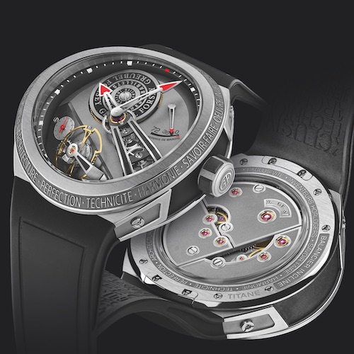 Greubel-Forsey-Balancier-S-vorne-und-hinten Der Durchmesser der Lünette ist mit 45 Millimetern zwei Millimeter größer als das Gehäuse.