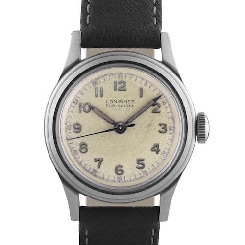 Longines-Heritage-Military-Marine-Nationale-Original-L2.833.4.93.2-Front Die historische Modell der Marine Nationale maß 33,5 Millimeter im Durchmesser.