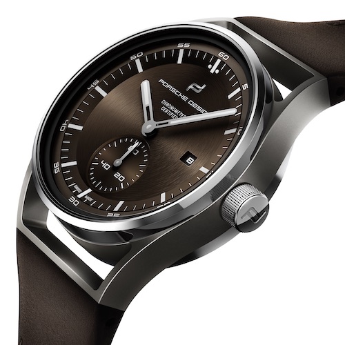 Porsche-Design-Chronometer-Braun-Krone Das braune Armband besteht aus originalem Porsche Fahrzeugleder.