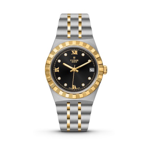 Tudor-Royal 34MM-M28403-0005-Edelstahl-Gelbgold-schwarz-Diamanten Tudor-Royal 34MM-M28403-0005-Edelstahl-Gelbgold-schwarz-Diamanten