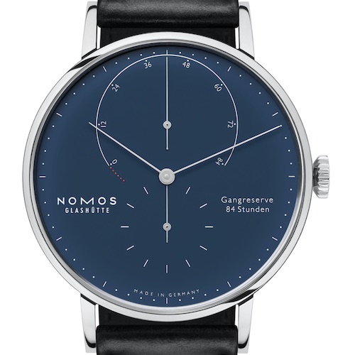 Nomos-Glashuette-Lambda-Blau Nomos Lambda Edelstahl Blau