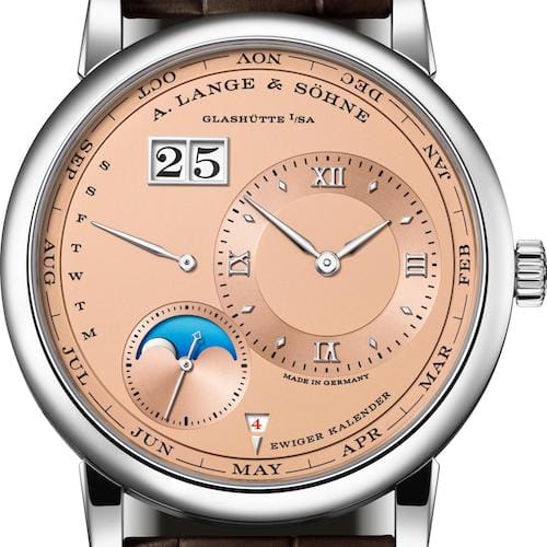 Die Weißgoldversion der A. Lange & Söhne Lange 1 Ewiger Kalender ist llmitiert auf 150 Exemplare. Die Weißgoldversion der A. Lange & Söhne Lange 1 Ewiger Kalender ist llmitiert auf 150 Exemplare.