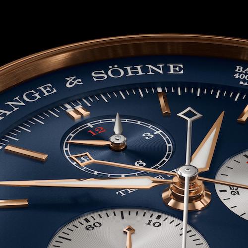 Der Stundenzeähler des Chronographen befindet sich bei zwölf Uhr. Der Stundenzeähler des Chronographen befindet sich bei zwölf Uhr.