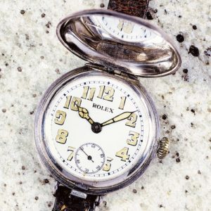 Rolex Silberuhr Savonette Rolex auf dem Zifferblatt
