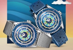 Mido Ocean Star Decompression Worldtimer M026.829.17.041.00 Blau Kautschuk Milanaise