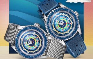 Mido Ocean Star Decompression Worldtimer M026.829.17.041.00 Blau Kautschuk Milanaise