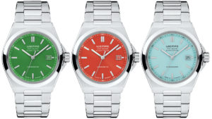 Wempe Glashuette Iron Walker Automatik 40 Aquamarinblau Smaragdgruen Feuerrot