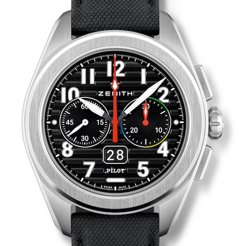 Zenith Pilot Big Date Flyback Steel Ref. 03.4000.3652.21.I001 schwarzes Band Zenith Pilot Big Date Flyback Steel Ref. 03.4000.3652.21.I001 schwarzes Band