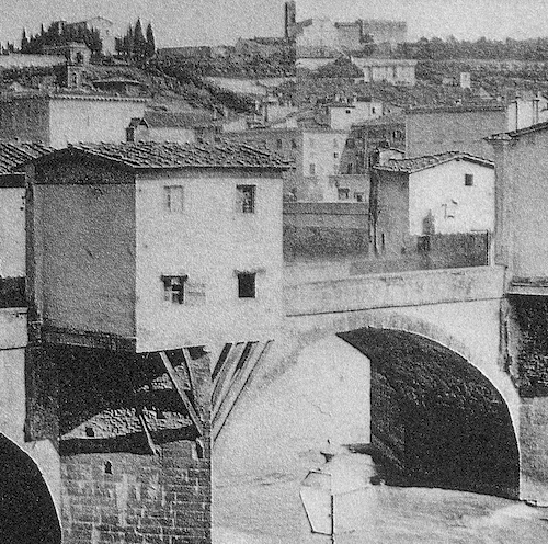 Die Ponte Vecchio in Florenz im Jahr 1860.