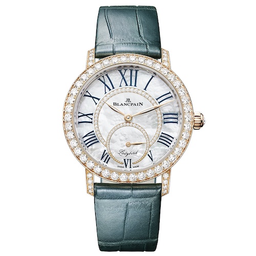 Blancpain_Ladybird_Gelbgold_Kleine_Sekunde Pfauengrün