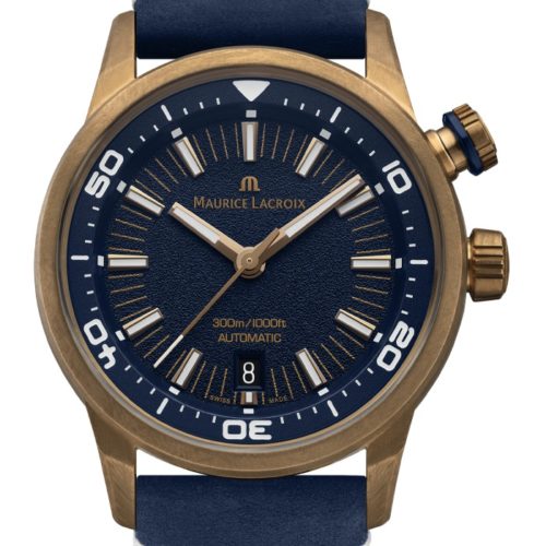 Maurice Lacroix Pontos S Diver PT6248-BRZ0B-430-4_Lederband Die Maurice Lacroix Pontos S Diver am Band aus dunkelblauem Vintage-Leder.