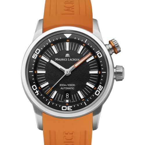 Maurice Lacroix Pontos S Diver Schwarz PT6248-SS00L-330 Die Armbänder sind mit einem Wechselsystem ausgestattet, das den Tausch der Bänder ohne Werkzeug ermöglicht.