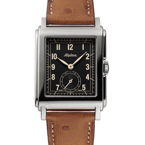Alpina AL 490BA3C10 Die Alpina Jubiläumsuhr mit mattschwarzem Zifferblatt und beigen Zeigern und Ziffern.