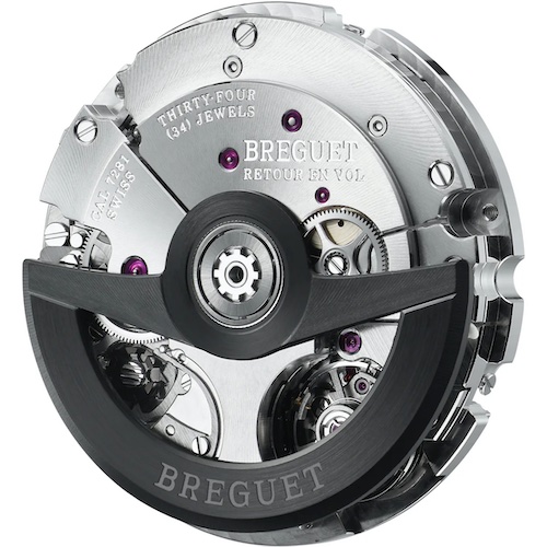 Breguet Kaliber 7281 Der Schaltradchronograph besitzt eine vertikale Kupplung zum ruckelfreien Start der Zeitmessung.