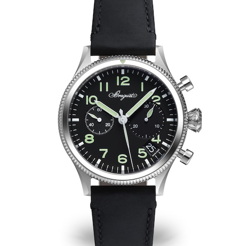 Breguet Type 20 Front Lederband Der Breguet Type 20 Chronograph an einem Lederband.